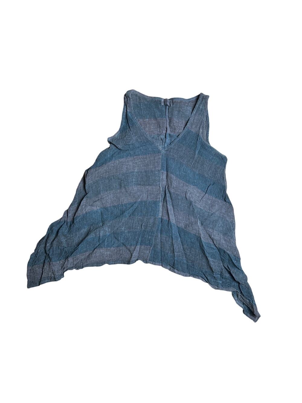 Luukaa Blue/Gray Stripe Boho Women Tank Top Size 6